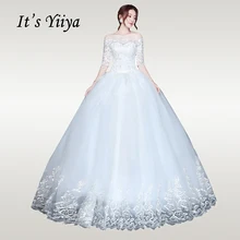 Это свадебное платье YiiYa, полностью кружевное Элегантное белое свадебное платье с полурукавом, платье с вырезом лодочкой размера плюс, Vestido de novia XXN222