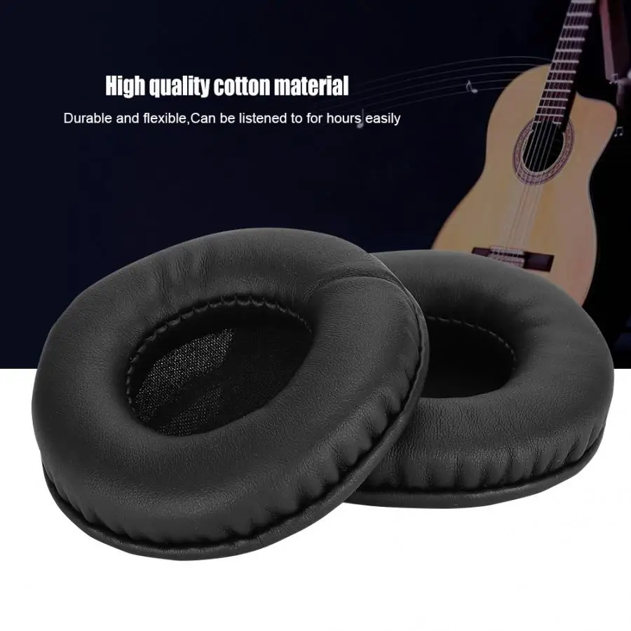 A Pair of Universal Black Cotton Replacement Earphone Ear Pads Cushion for 75mm Headphone Black