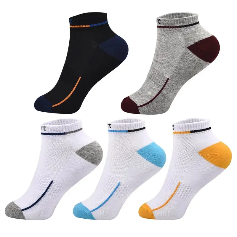 Мужские носки до лодыжки, сшитые цветные хлопковые носки, дышащие впитывающие Пот Спортивные носки Meias для мужчин, европейские размеры 35-45