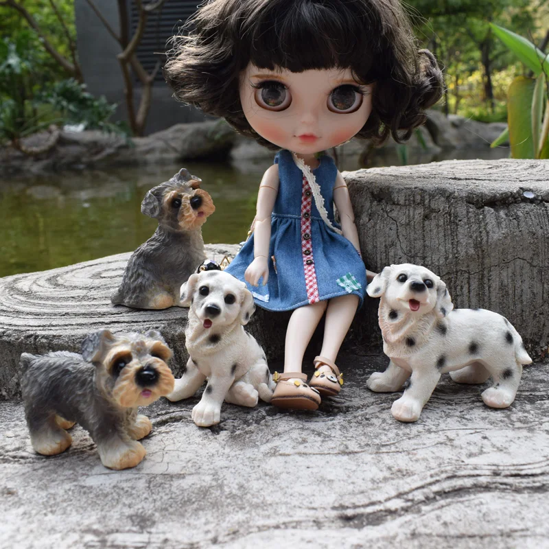 

Pretend Play Miniature Dollhouse Mini Schnauzer Dalmatians Pet Dog Model for 1/6 Blyth Pullip Azone Doll Accessories