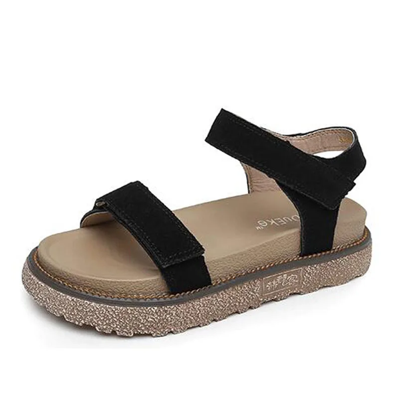 

2018 Summer Platform Shoes Fashion hook loop Women Sandals Casual Platform Sandals Black Pu Outdoor Womens Sandals Punk Shoes