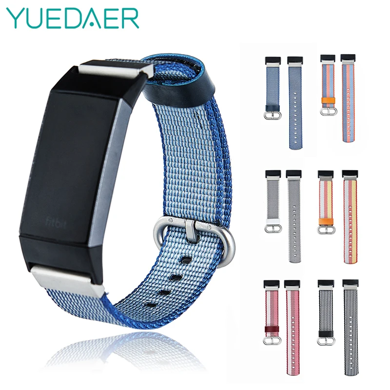 Yuedaer холст нейлон Fitbit Charge 3 группы для Fitbit Charge 3 Мужчины Женщины Мода ремешок браслет умный браслет с металлической пряжкой