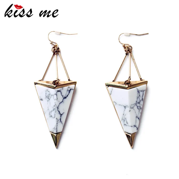 

Euro-American Pop Tide Geometry Triangle Texture Marble Earrings Factory Wholesale