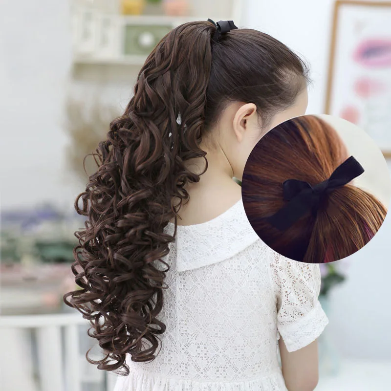 Allaosify Hair 22'' Long Curly Ponytail For Black Women Wine Red Hair Heat Resistant Synthetic Fake Hair Pieces