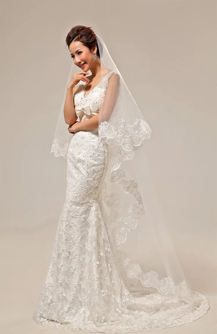 2016 новый multi-layer bridal veil 3 м длинный отрезок Корейский свадебное платье фата кружева завесу задней новый свадебные аксессуары