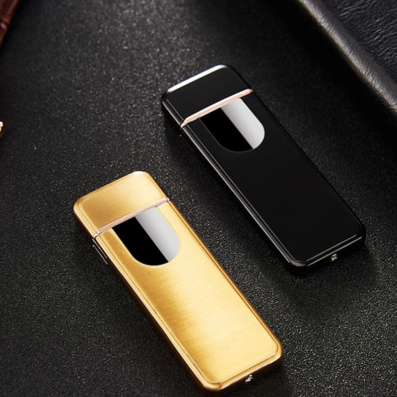 Тонкая USB зарядка Зажигалка сенсорный экран Электронная Ветрозащитная