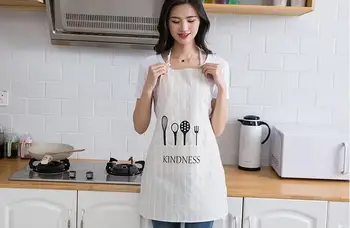 

1PC Restaurant Home Waterproof Working Apron Cotton Linen Aprons for Cafe Men Woman Aprons Nordic Kitchen Baking Tools OK 0856