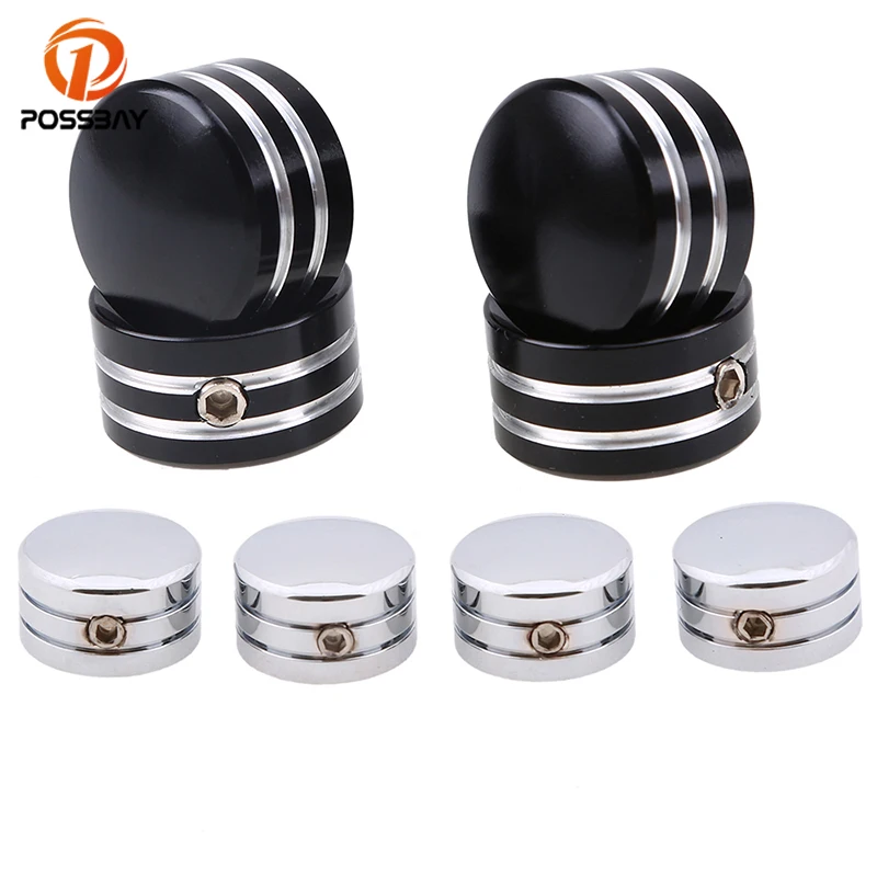 POSSBAY 4pcs Black/Silver Motorcycle Head Bolt Covers Case for Harley
