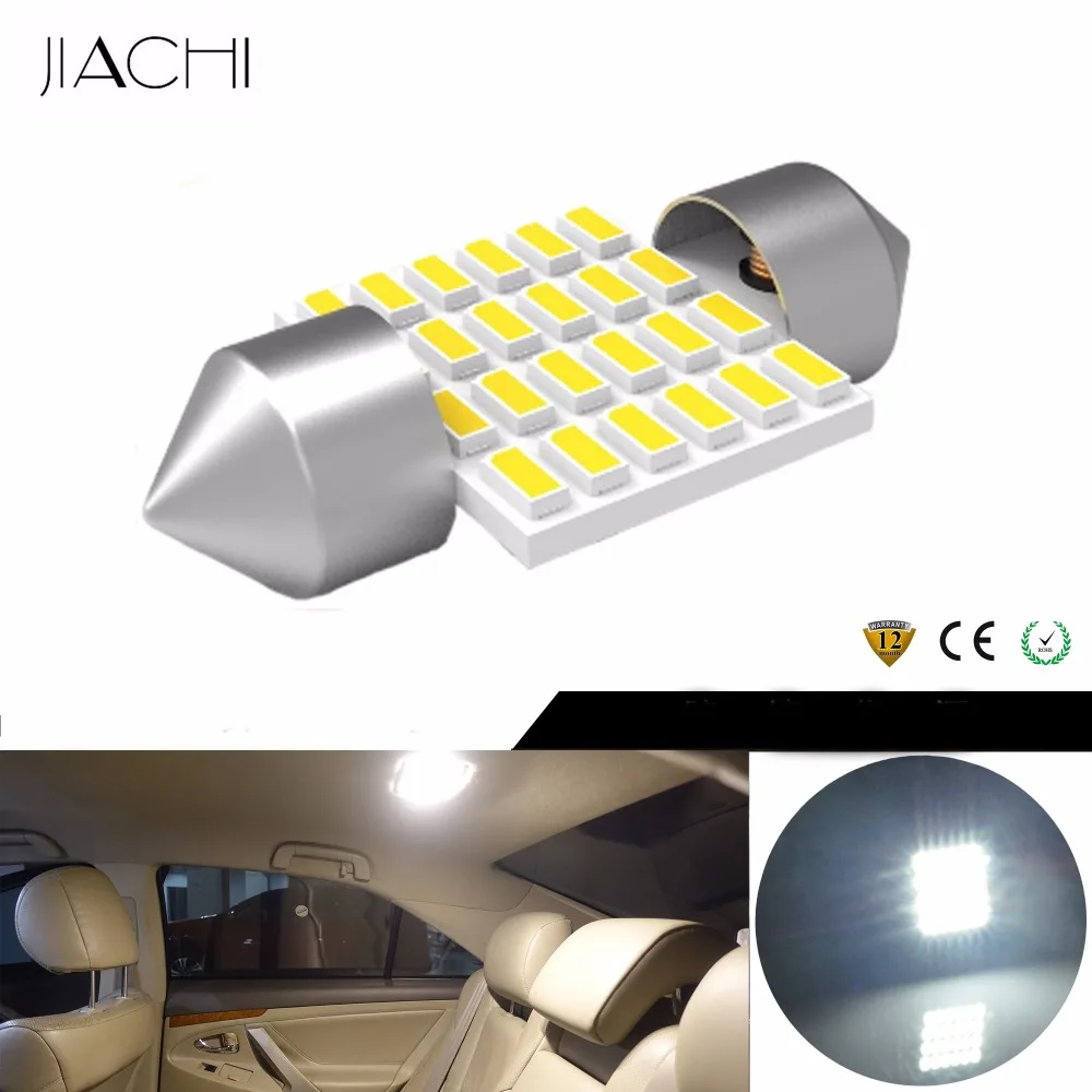 JIACHI 100 шт. c5w c10w светодиодный светильник для автомобиля Festoon 31 мм 3014 SMD 24 чипы салона