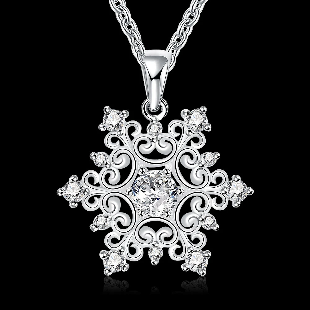 Европейское и американское классическое геометрическое циркониевое ожерелье для женщин ожерелье с подвеской «Снежинка» ожерелье из стерлингового серебра 925 пробы