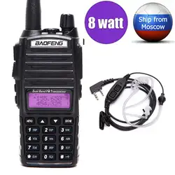 BAOFENG UV-82 плюс правда 8 Вт высокое Мощность VHF/UHF Dual Band двухстороннее радио UV82 плюс портативной рации с 2-PTT Акустическая трубка Гарнитура