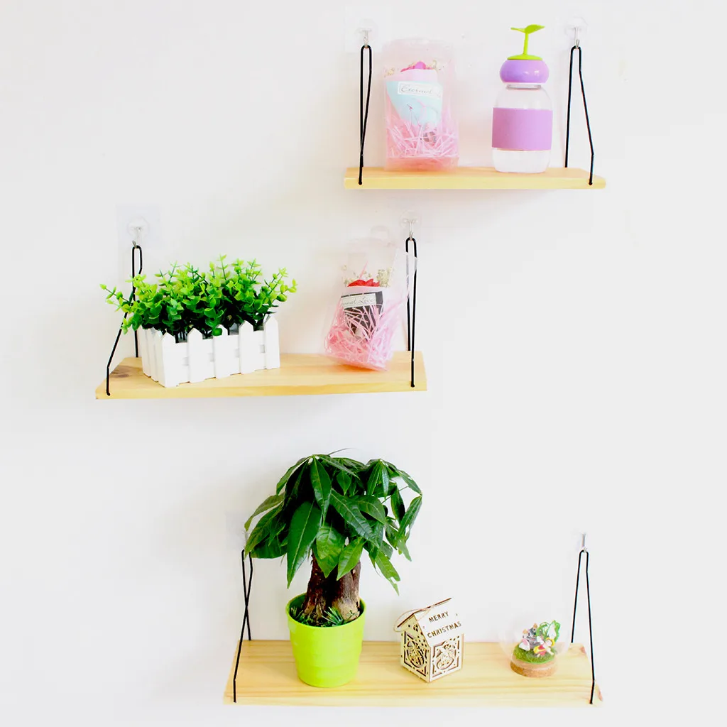 

Storage Rack Wall Shelf Wooden Floating Shelving Home Decorative Wall Mounted Organizer Double Layer Stand Holder Corner 19jul9