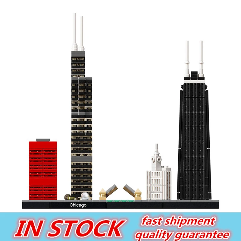 

10677 Architecture Chicago Block Set Building Blocks Bricks Toy For Kids Birthday Gifts