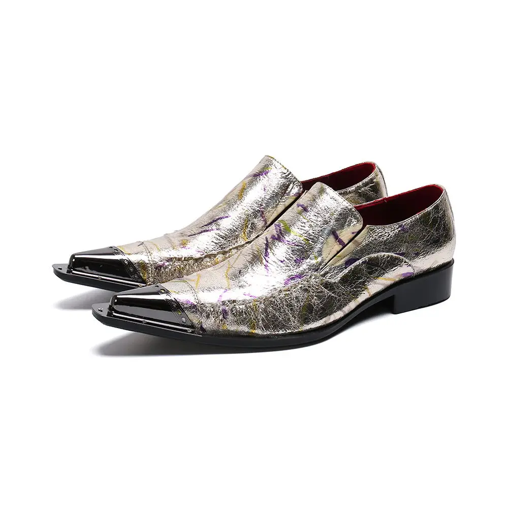 Mocassin homme sapatos натуральная кожа блестящая сталь острый носок формальное платье