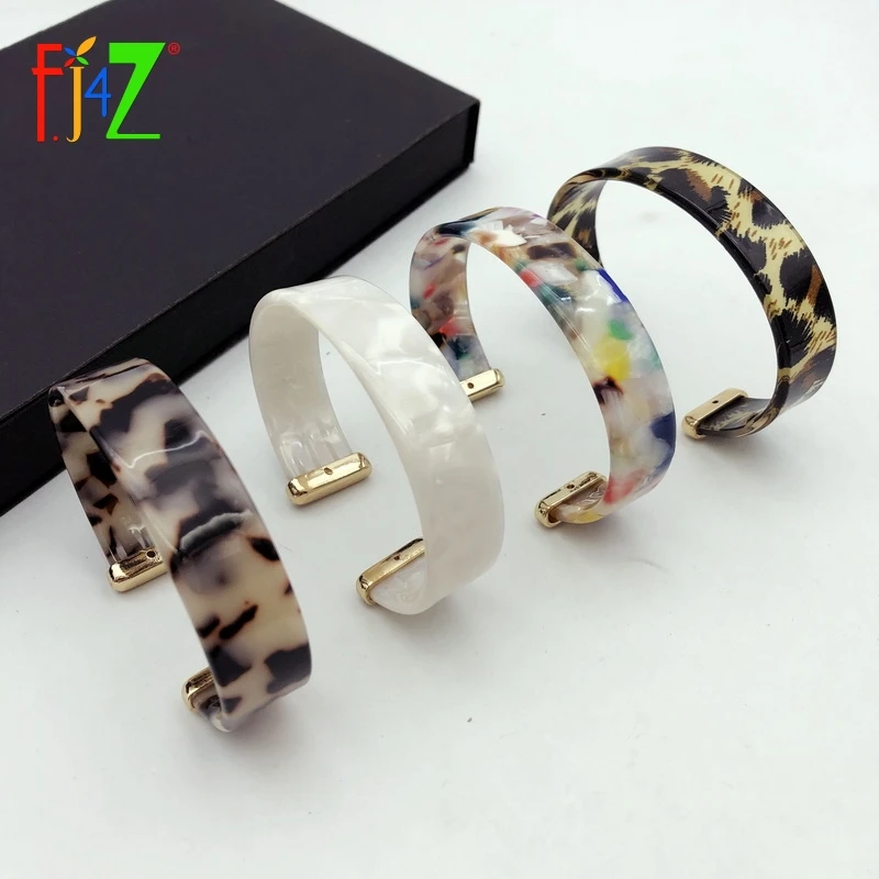 

F.J4Z New ZA Leopard Bangle Bracelets Women Tortoiseshell Acrylic Bangle Fashion Minimalism Resin Cuff Bracelets Punk Jewelry