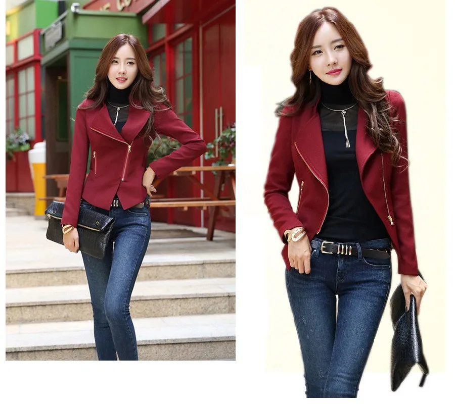 Корейская версия Весна и осень новые женские с длинными рукавами и воротником с изображением самосовершенствования короткая куртка