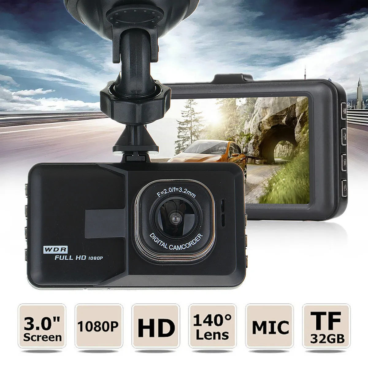 3-дюймовый тире Камера Видеорегистраторы для автомобилей rigister 1080P Dash Cam видео рекордер видео регистратор dvr для вождения Запись автомобильный детектор