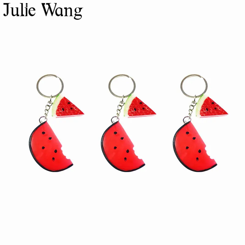 Julie Wang 1 шт. резиновый креативный красный брелок Арбуз для ключей Подвески