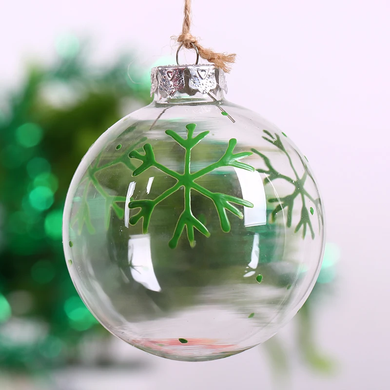 2266 Bricolage Paitable Remplissable Boule De Verre Clair Avec Flocon De Neige Vert Arbre De Noël Décoration Boule De Mariage événement Globe 8