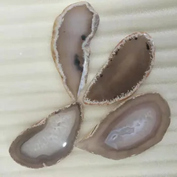 

4pcs 65-80MM Natural white agate slice Grey agate stone slices