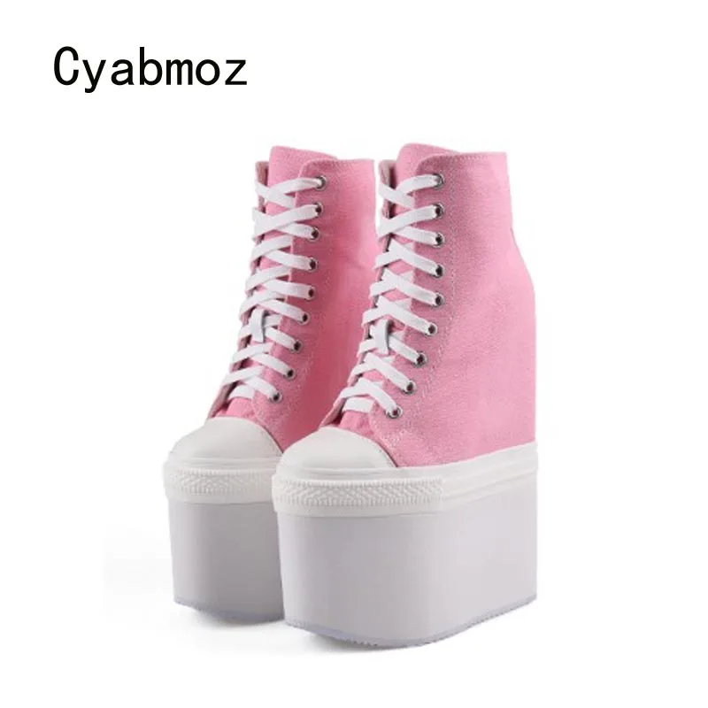 Cyabmoz/Новинка; женская обувь, увеличивающая рост; пикантные женские туфли-лодочки на высоком каблуке и платформе; Zapatos mujer Tenis feminino; вечерние женские туфли
