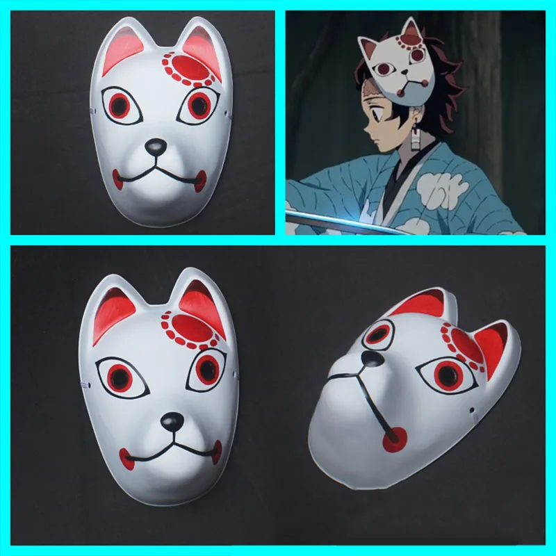 

Handmade Japanese Anime Demon Slayer Kimetsu No Yaiba Cosplay Mask Kamado Tanjirou Fox Masks PVC Cosplay Costume Props Gifts