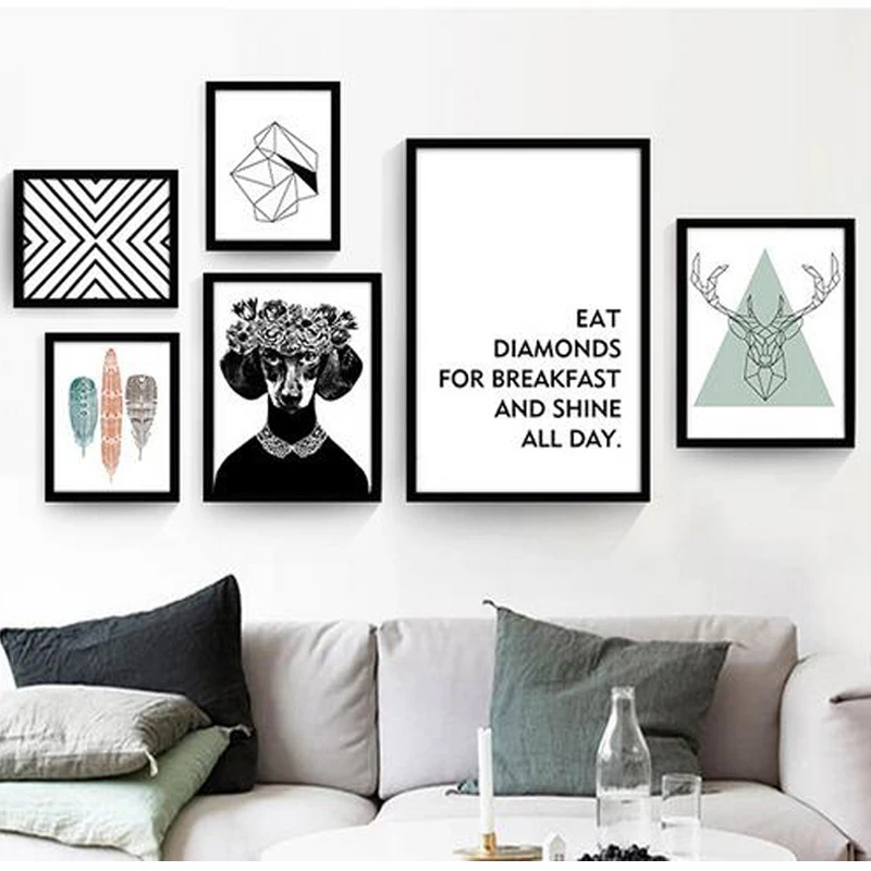 Nordic decoratieve schilderij moderne woonkamer muur poster zwart ... Nordic decoratieve schilderij moderne woonkamer muur poster zwart ...