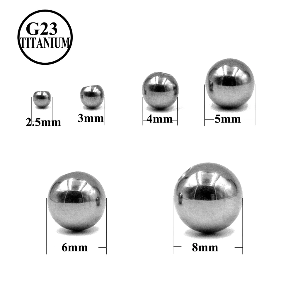 

10 pcs G23 Solid Titanium Ball Piercing Screw Hole Replacement Accessories Lip Eyebrow Tongue Ear Body Piercing Jewelry 14/16G
