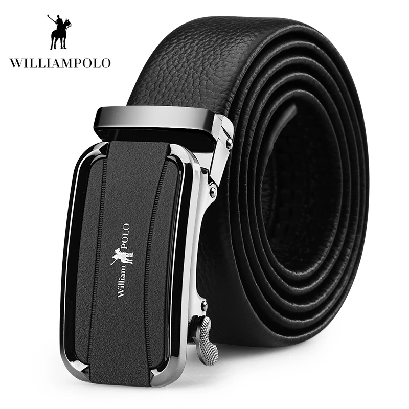 

WILLIAMPOLO Men Belt 2019 Soft Cowhide Genuine Leather Belts For Men Luxury Automatic Buckle Belt PL18188P