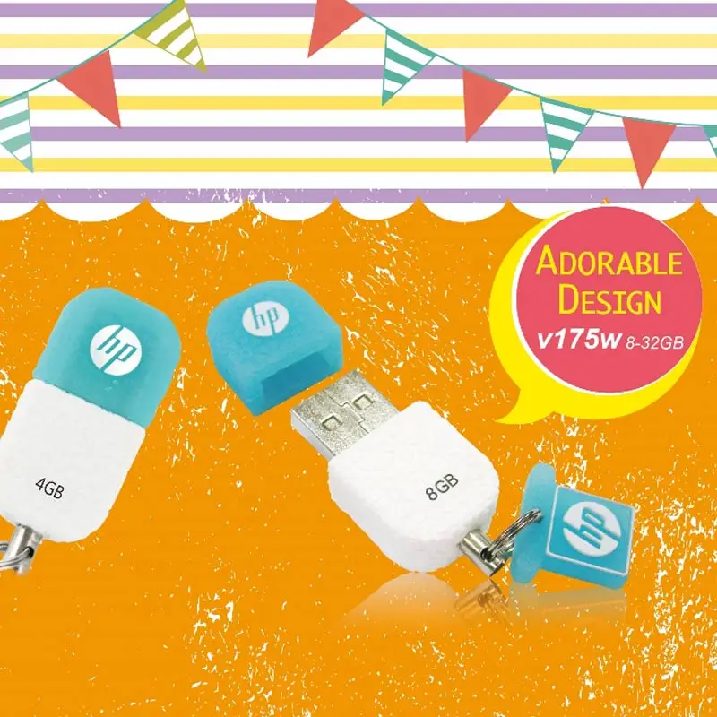 Hp флэш-диск USB 2,0 16 ГБ 32 ГБ 64 ГБ флеш-накопитель V175w мороженое силиконовый прекрасный подарок для девочек водонепроницаемый Cle USB карта памяти U диск