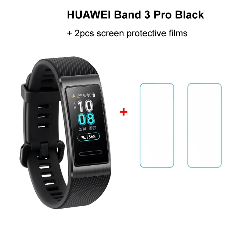 huawei Band 3 Pro Smartband gps металлическая рамка Amoled полноцветный дисплей сенсорный экран Датчик сердечного ритма датчик сна - Цвет: Pro Black n 2 films