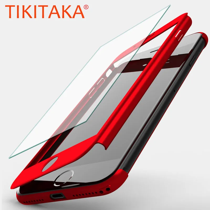 

360 Degree Phone Cases for iPhone X 8 7 6 6S Plus Cover Ultra thin Matte Hard PC Shockproof Armor Case Free Glass Screen Film
