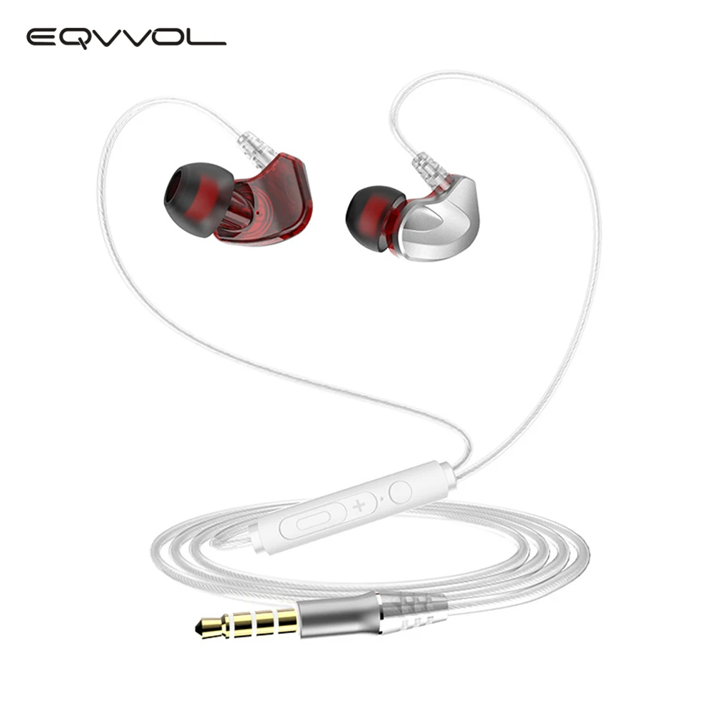 Eqvvol In-Ear Heavy Bass Sports Headset In-line Control Stereo Sound With Mic Earphones For iPhone Android Samsung Mi Phone MP3 |