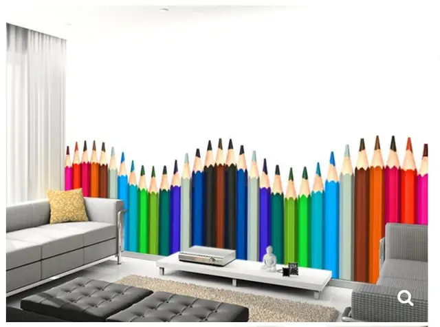 Custom kinderen behang, Gekleurde Potloden, 3D cartoon ... Custom kinderen behang, Gekleurde Potloden, 3D cartoon ...