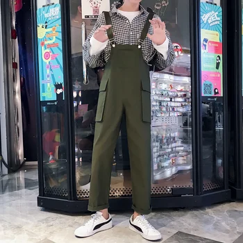 

2019 New Spring Hipster Style Overalls Casual Wild Student Jumpsuits Korean version of Tooling Harness Jumpsuit