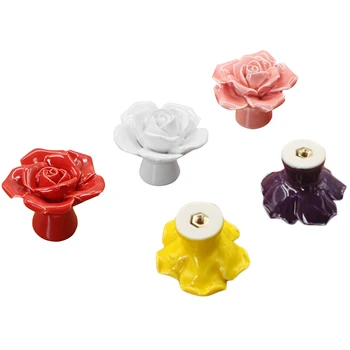 Cute Rose Pumpkin Ceramics Kitchen Cabinet Drawer Handles Knobs For Drawer Wooden Jewelry Box Furniture Hardware Pulls Handle