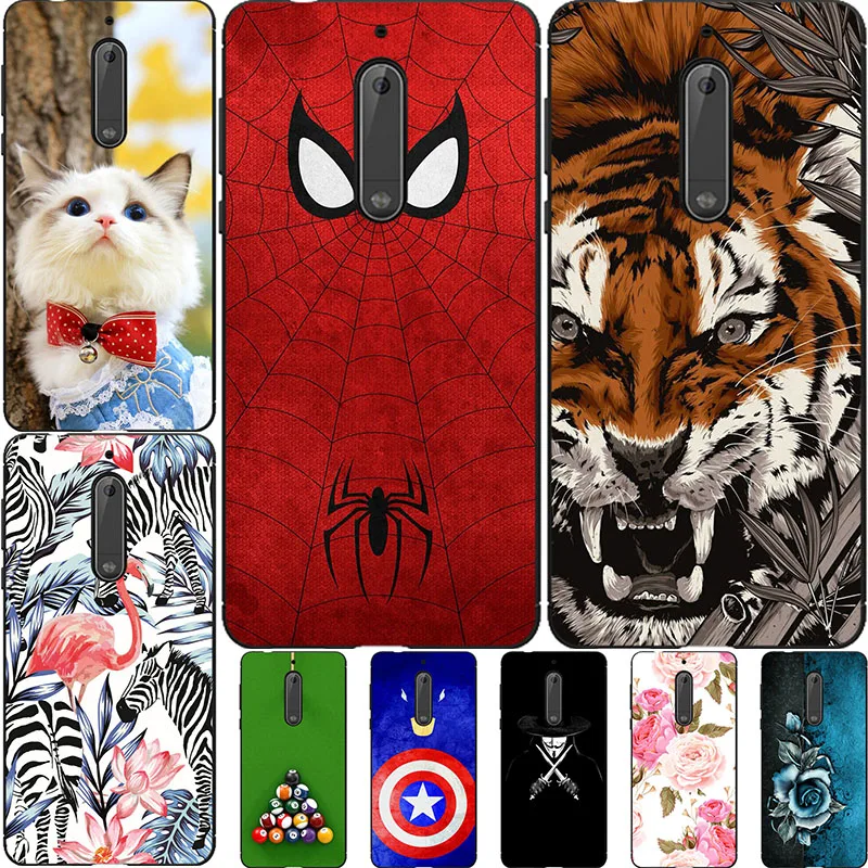 

Lovely Cartoon Phone Cases For Nokia 5 TA-1053 Nokia5 5.2" Case Animal Cat Pattern Cover Printed Coque Protective Fundas