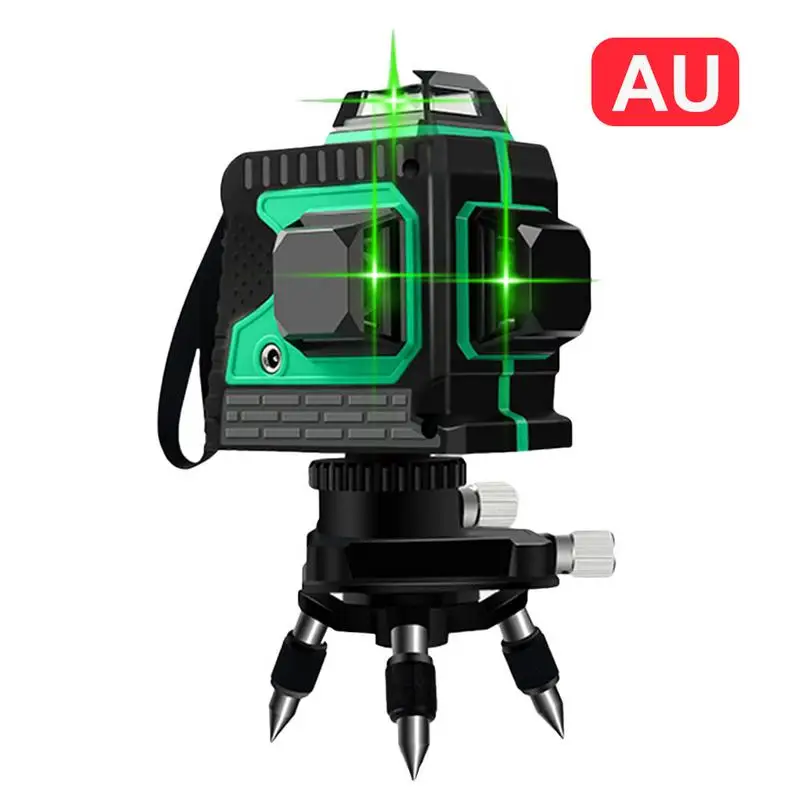 3D 12 линий зеленый лазерный уровень приемник самонивелирующийся 360 градусов горизонтальный и вертикальный крест мощный зеленый лазерный луч линии - Цвет: AU