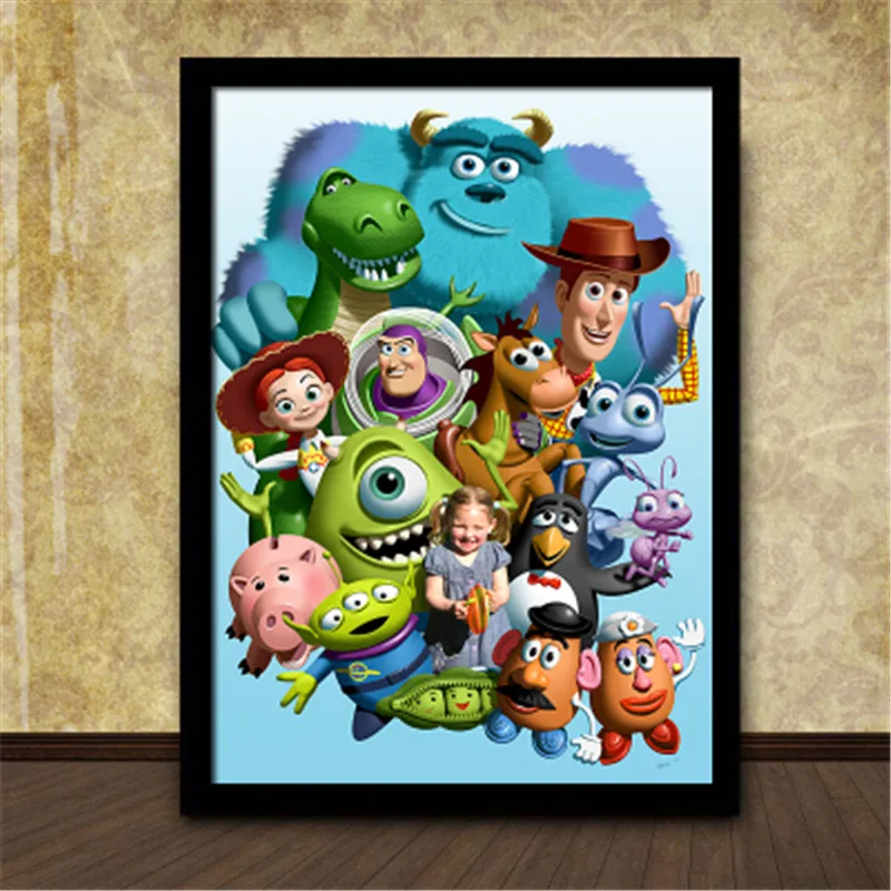 

Toy Story 2 Sherif Woody Buzz Lightyear Solid Wood Frame Painting Pendant Creative Living Room Background Wall Ornaments X1207