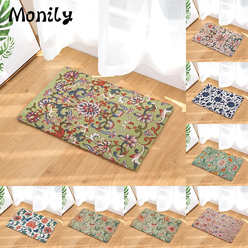 Monily Boho Противоскользящий водонепроницаемый напольный коврик гиппэ цветок