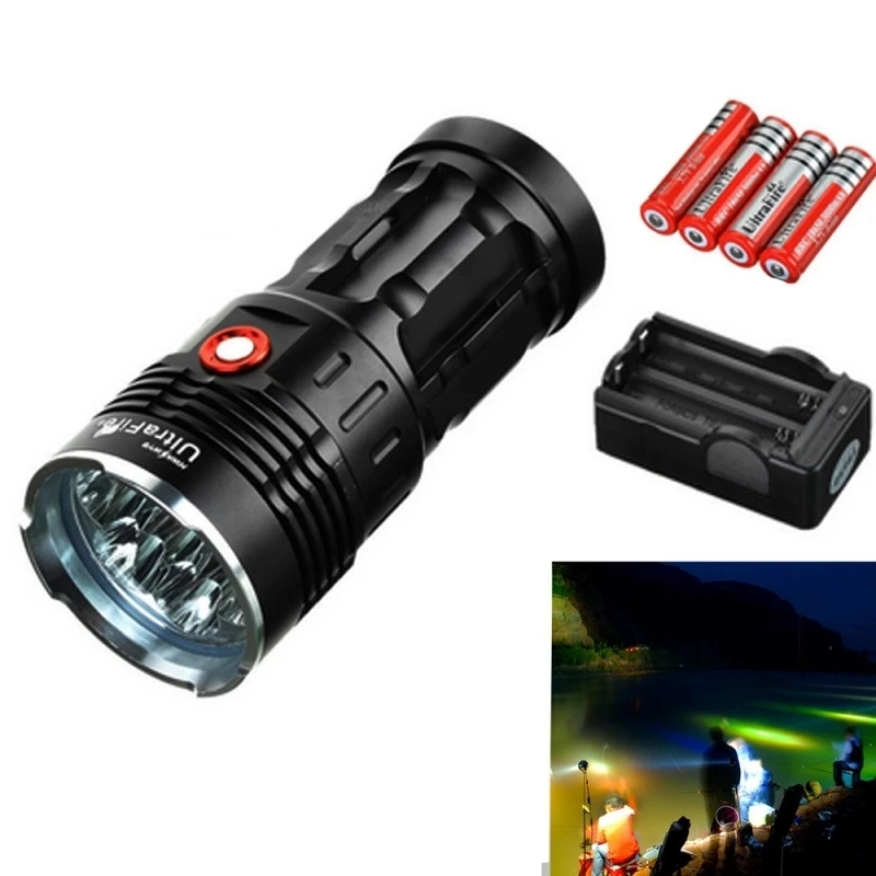 

Best-selling XM-L T6 Flashlight 3 Modes 12000 LM Hunting Tactical Flashlight 4 * 18650 Battery Flash Beam Distance 100M