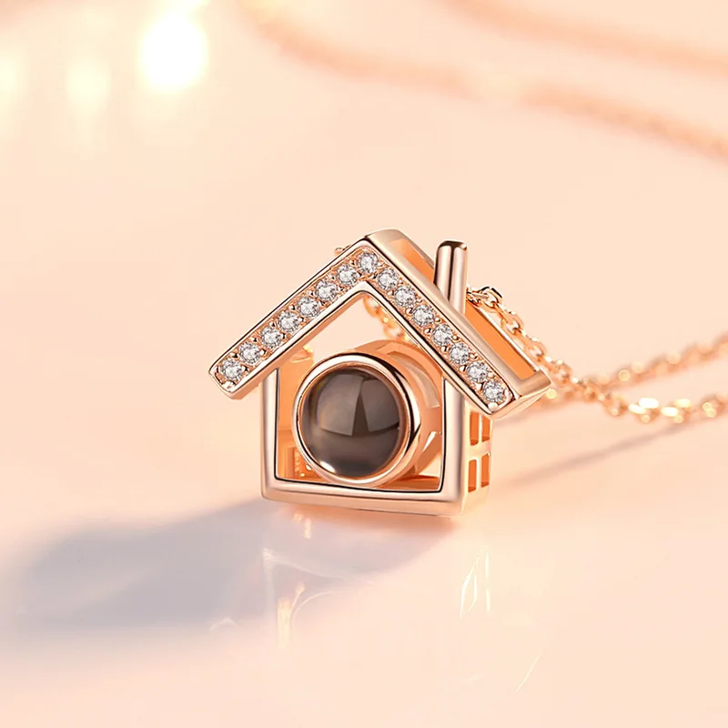 

925 sterling silver necklace love memory 100 languages I love you trill house necklace in same room