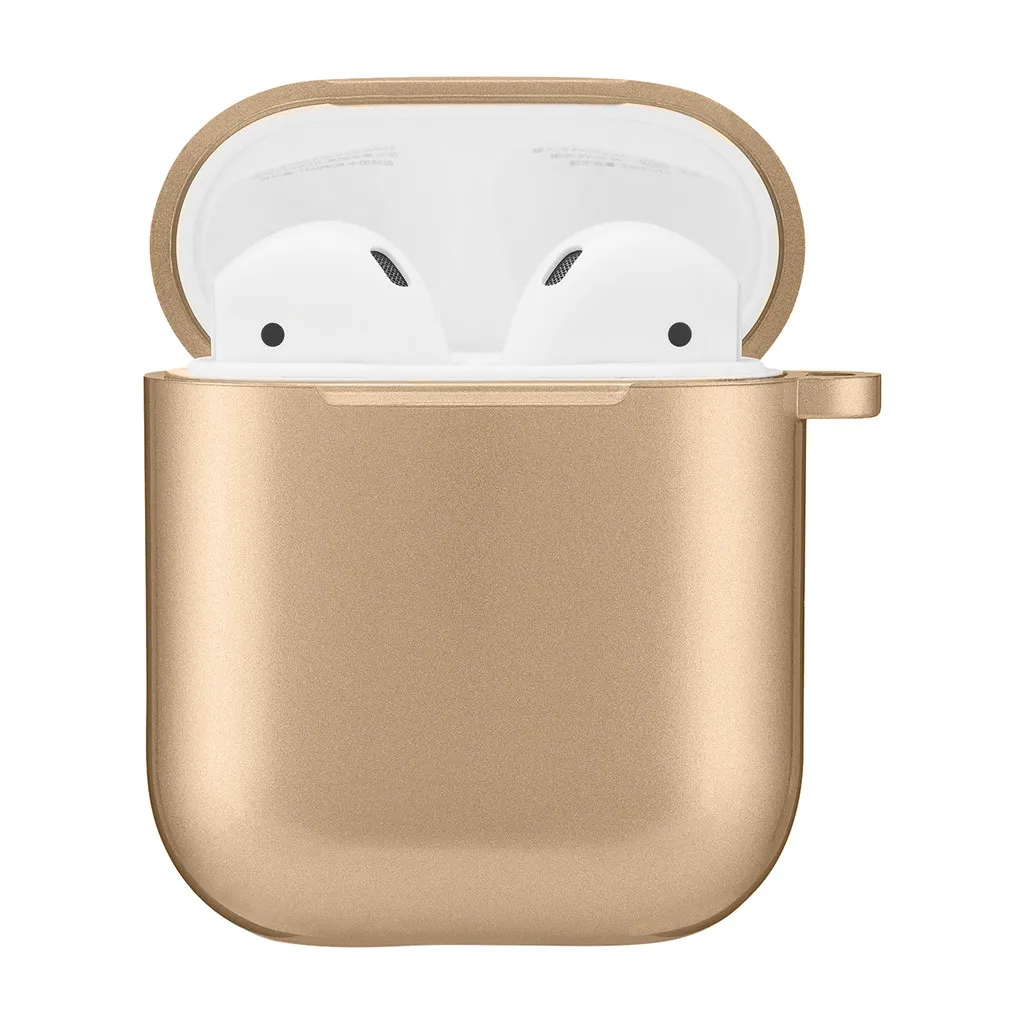 Золотой Чехол для наушников VOBERRY для Apple Airpods, 2 шт., металлическая краска+ УФ-защитный чехол, брелок для ключей, чехол для Airpods, сумка - Цвет: Золотой