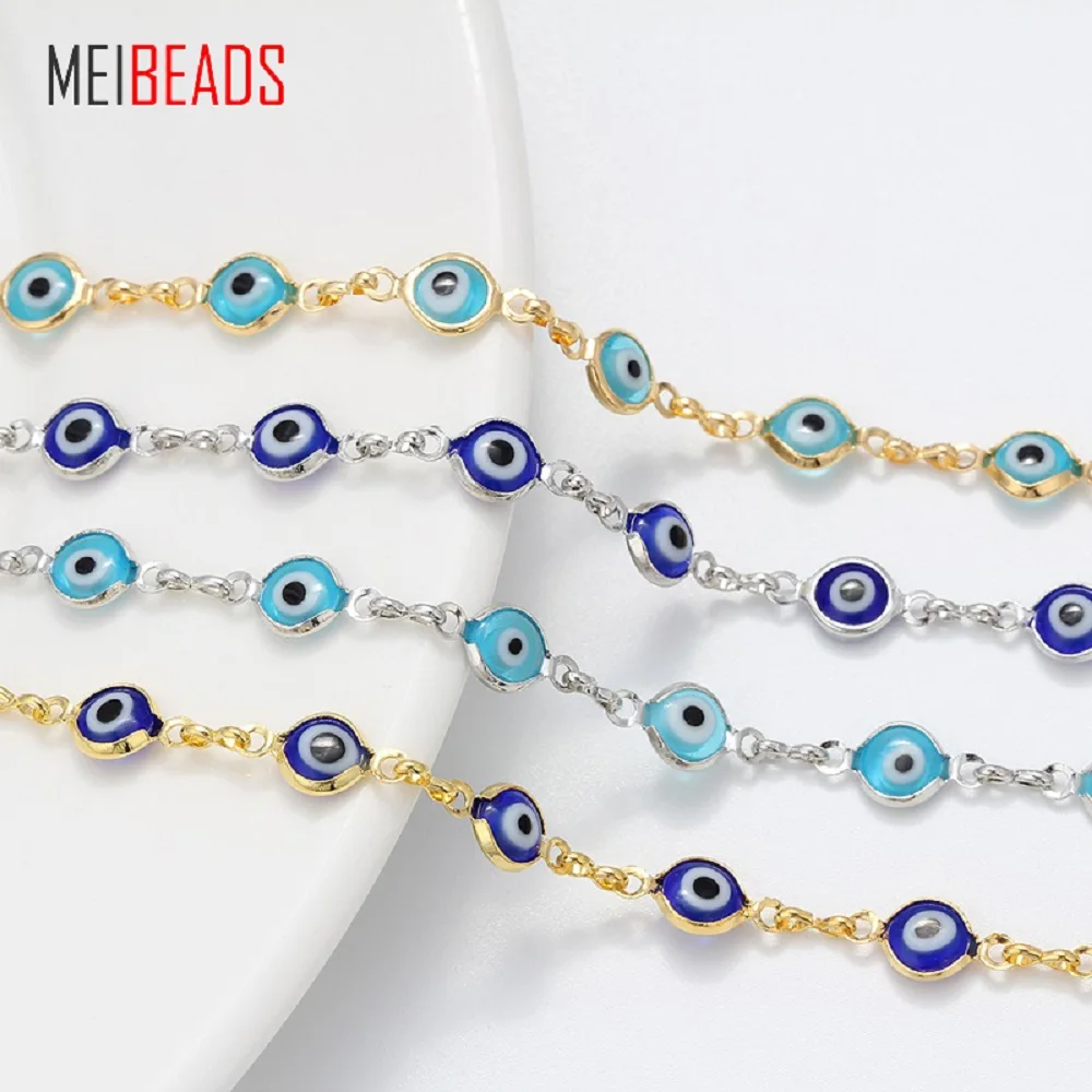 MEIBEADS Лидер продаж сплав синий/светло голубой глаз счастливый глаз браслет-цепочка с бусинами для женщин ювелирные изделия Подвески Браслеты EY153