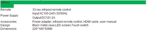 Specifications