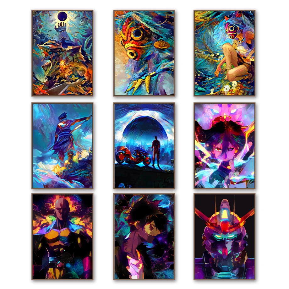 

Miyazaki Princess Mononoke Naruto One Punch Man Gundam Anime Posters And Prints Wall Art Canvas Painting Wall Pictures Decor