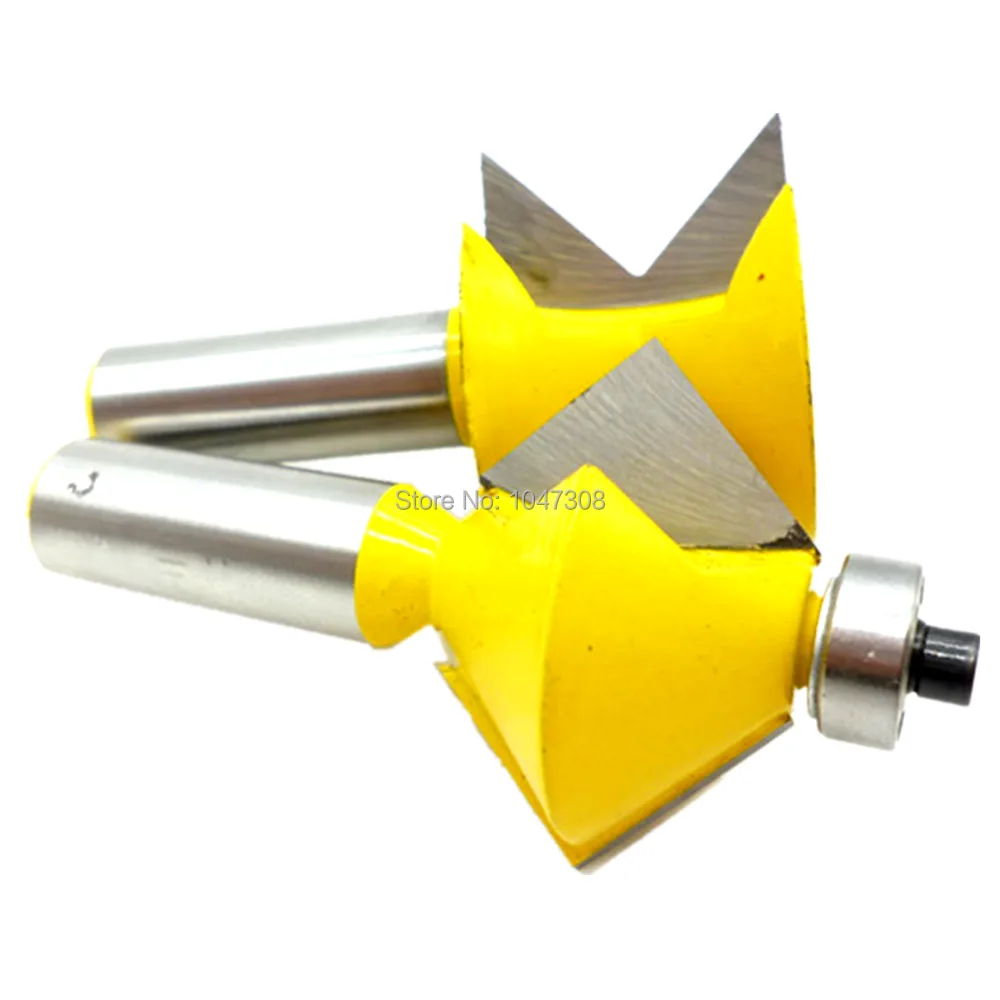2pcs Edge Banding Router Bit V design Tongue Groove Joint 1/2" Shank 90