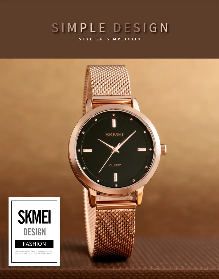 SKMEI 1528 Elegant Women Quartz Watch Stainless Steel Strap