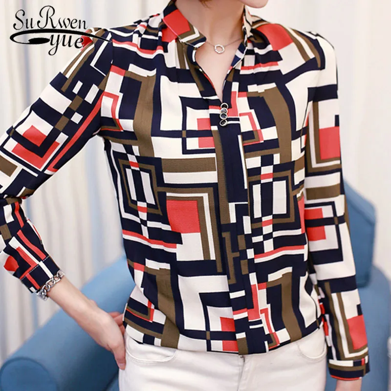 2019 جديد وصول قميص بلوزة من عنق v المرأة بلوزة شيفون ضئيلة طباعة قميص أنيقة مكتب السيدات أعلى النساء قمم زائد حجم Blusas 00A 2019 جديد وصول قميص بلوزة من عنق v المرأة بلوزة شيفون ضئيلة طباعة قميص أنيقة مكتب السيدات أعلى النساء قمم زائد حجم Blusas 00A