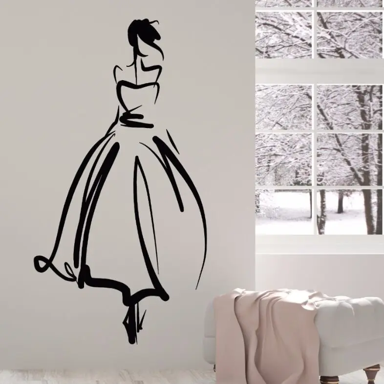

Removable Vinyl Wall Decal Princess Beautiful Lady Stickers Wedding Salon Bride Wall Art Mural Wedding Shop Decoration AY430